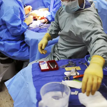 Students in surgical scrubs