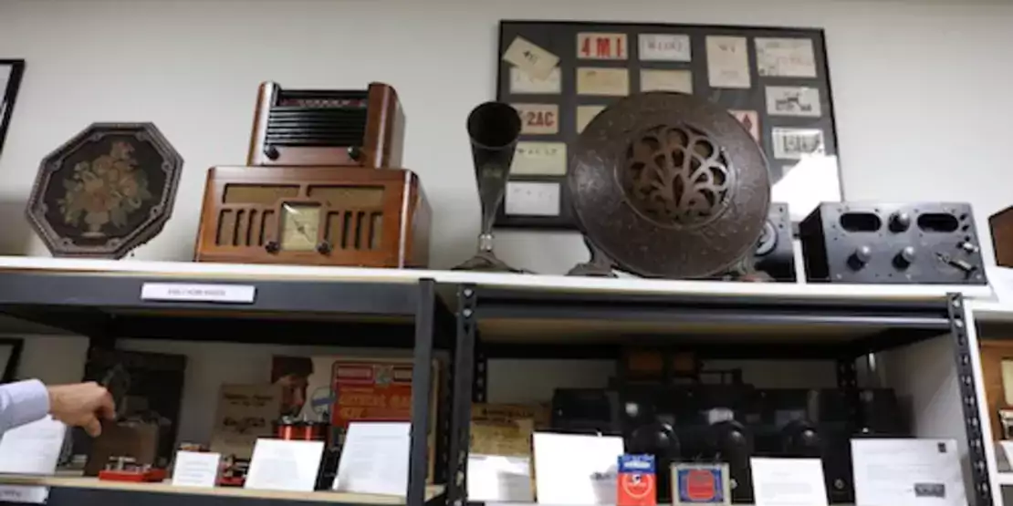 Radios on a shelf