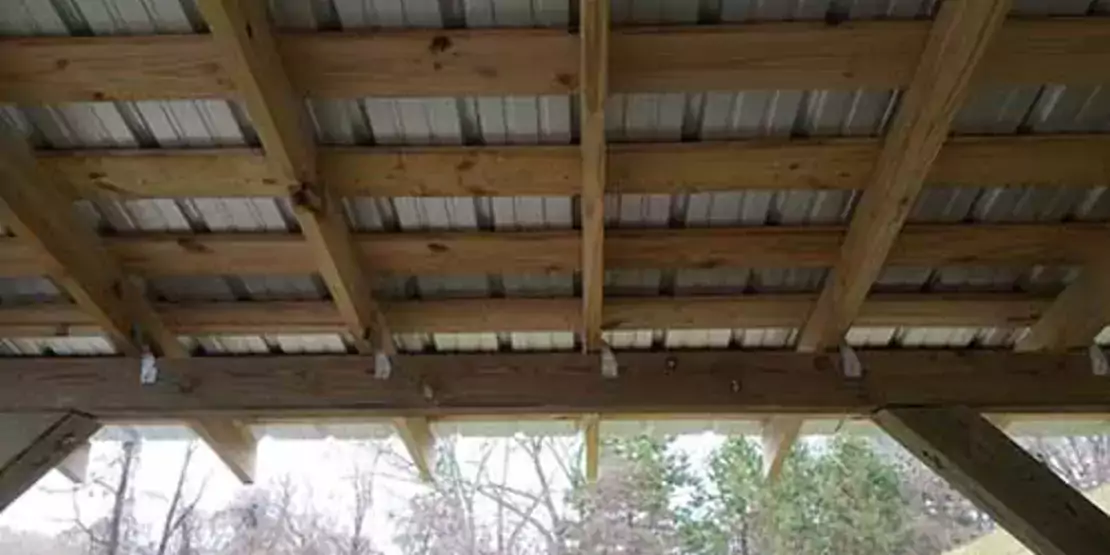 Under side of shelter roof