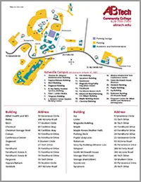 Map of all A-B Tech campus locations with legend